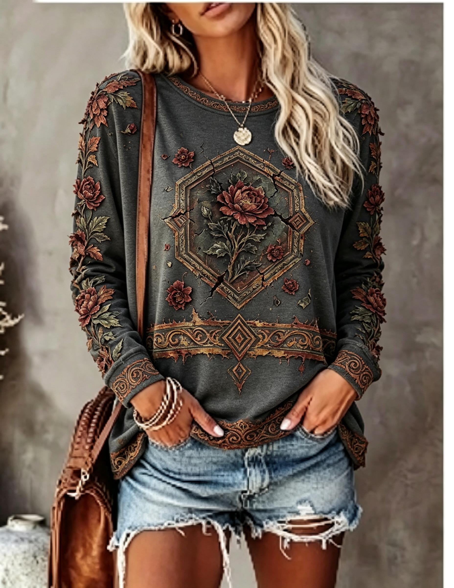 Women Crew Neck Long Sleeve T‑ - огляд і ціна Wallpaper