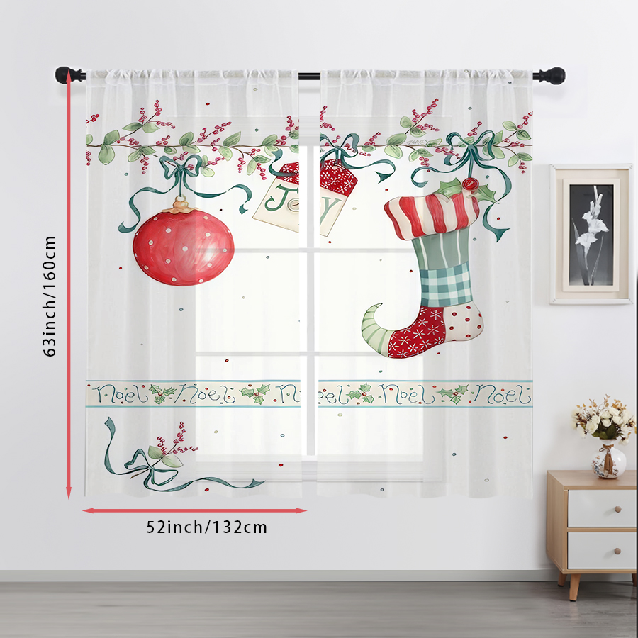 2PCS Bauble Stocking Sheer Cur - огляд і ціна Curtain Rods