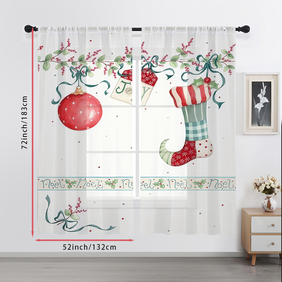 2PCS Bauble Stocking Sheer Cur - огляд і ціна Curtain Rods