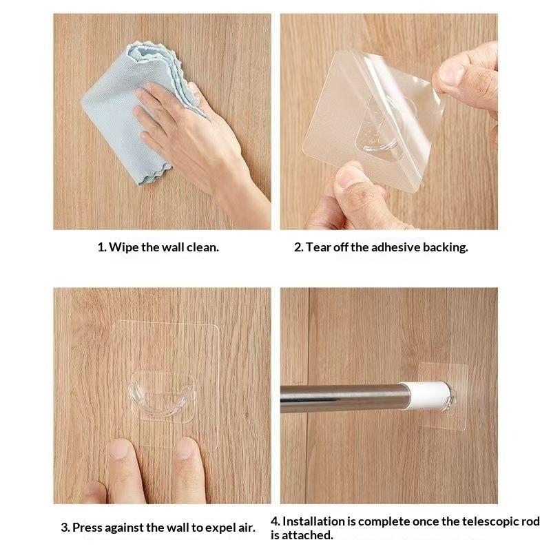 4 PCS Transparent Adhesive Cur - огляд і ціна Curtain Rods